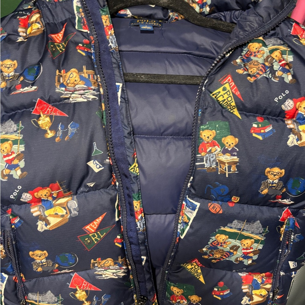 Ralph Lauren Navy Polo Bear Puffer Jacket